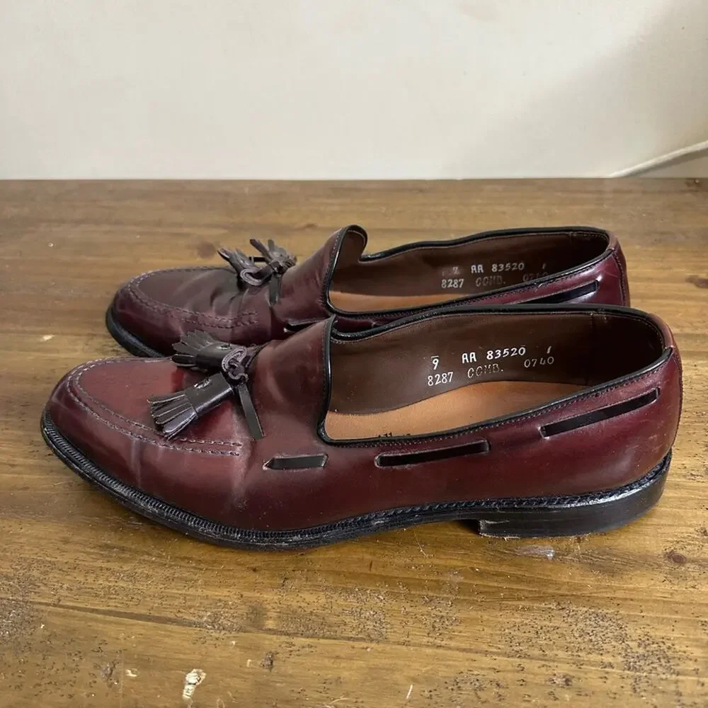 Allen Edmonds Grayson Tassel Loafer Dress Shoes Mens 9 Burgundy
